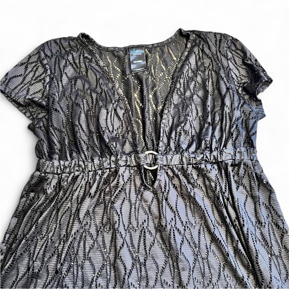 Catalina Black Sheer Swim Cover Up Dress With Belt Detail Size XL - Picture 3 of 7